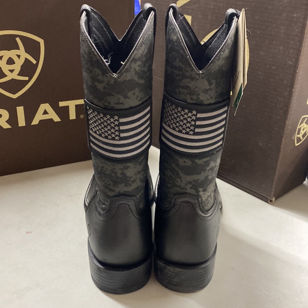 Men's Ariat patriot sport black camo flag boots new size 13D - Picture 3 of 8